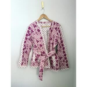 River Island Pink & Purple Quilted Floral Belted Jacket